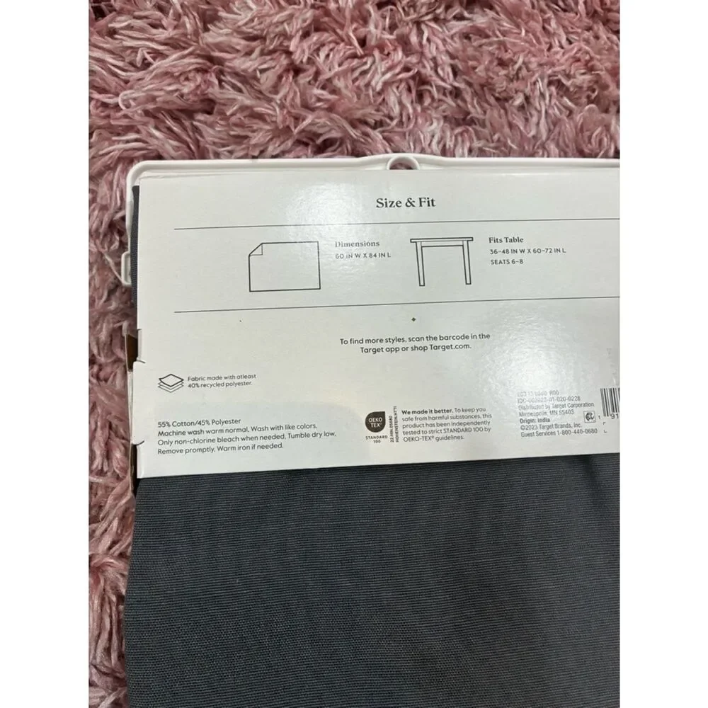 Threshold Charcoal Gray Solid Tablecloth - Rectangular Dining Cover